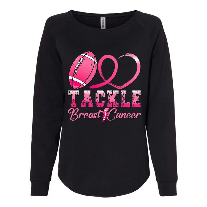 Tackle Breast Cancer Awareness Football Pink Ribbon Womens California Wash Sweatshirt