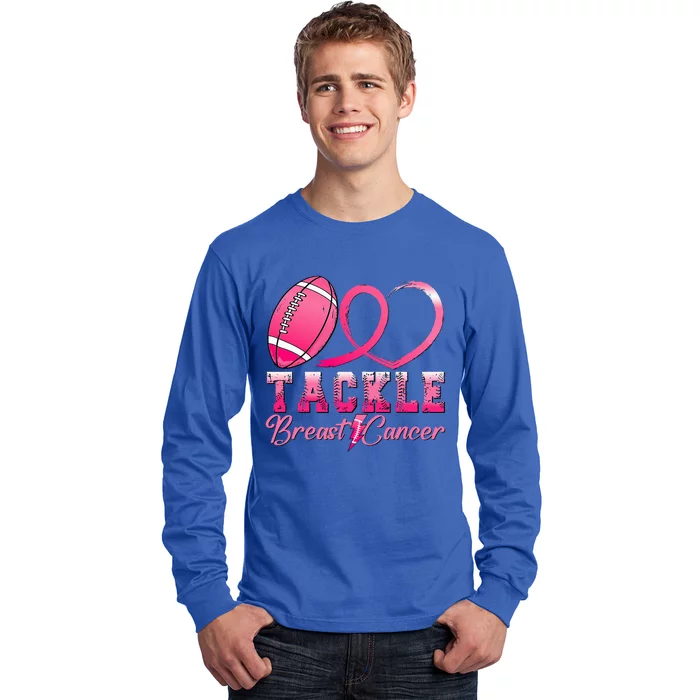 Tackle Breast Cancer Awareness Football Pink Ribbon Long Sleeve Shirt