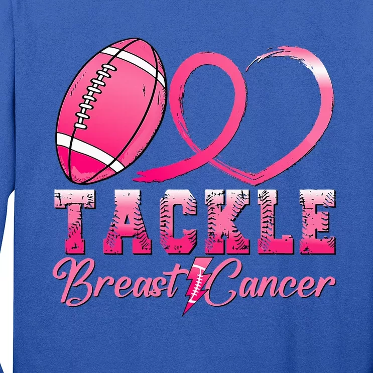 Tackle Breast Cancer Awareness Football Pink Ribbon Long Sleeve Shirt