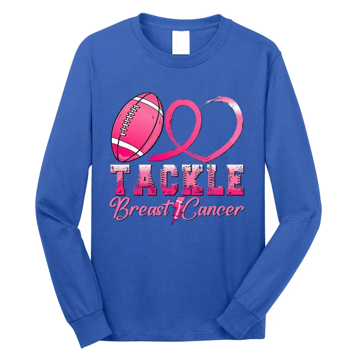 Tackle Breast Cancer Awareness Football Pink Ribbon Long Sleeve Shirt