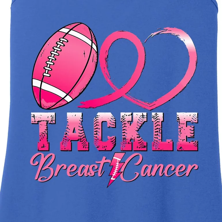 Tackle Breast Cancer Awareness Football Pink Ribbon Ladies Essential Tank