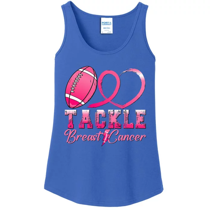 Tackle Breast Cancer Awareness Football Pink Ribbon Ladies Essential Tank