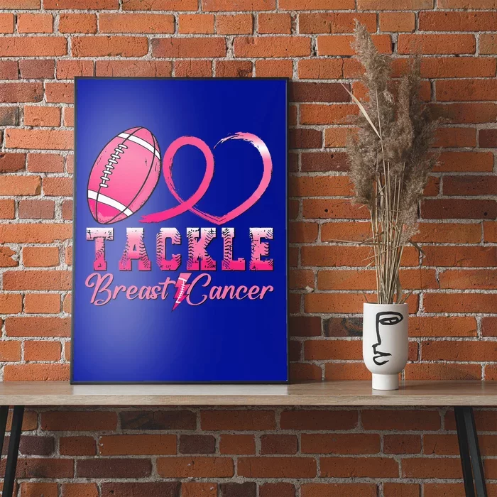 Tackle Breast Cancer Awareness Football Pink Ribbon Poster