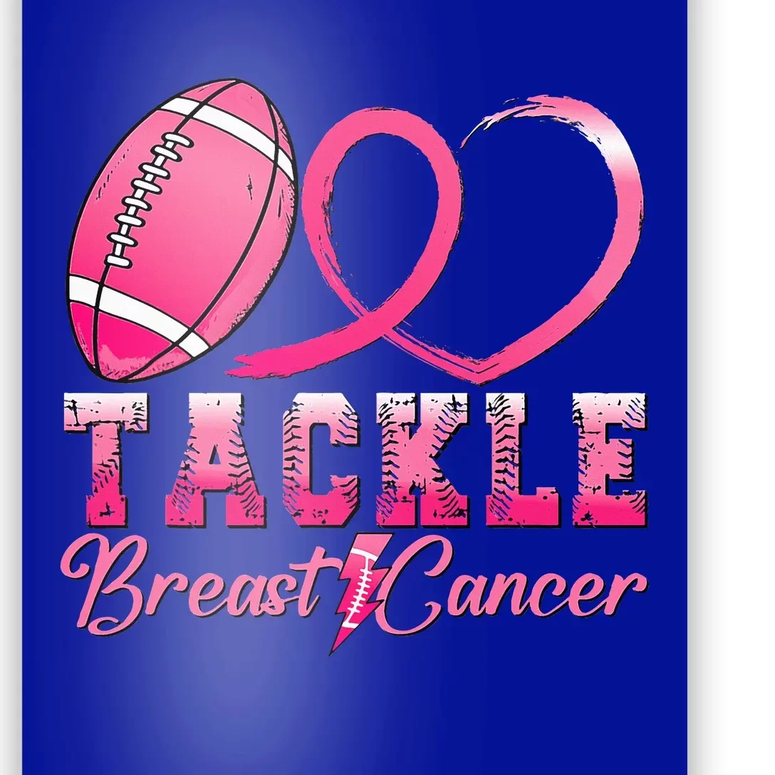 Tackle Breast Cancer Awareness Football Pink Ribbon Poster