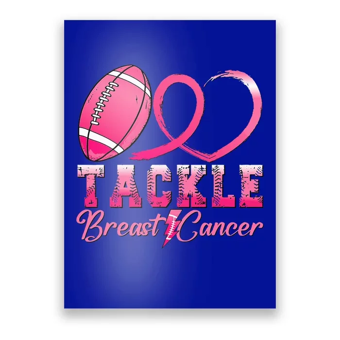 Tackle Breast Cancer Awareness Football Pink Ribbon Poster