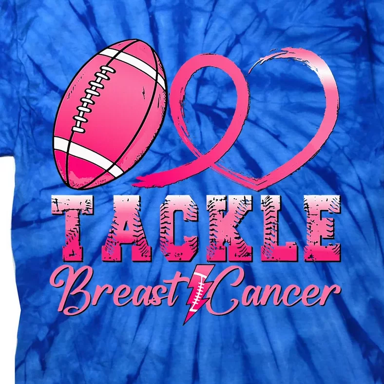 Tackle Breast Cancer Awareness Football Pink Ribbon Tie-Dye T-Shirt