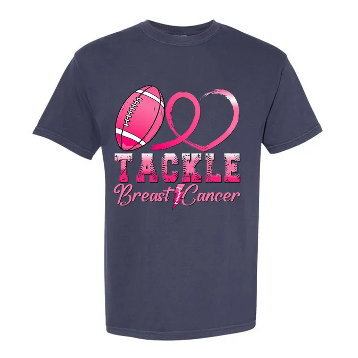 Tackle Breast Cancer Awareness Football Pink Ribbon Garment-Dyed Heavyweight T-Shirt