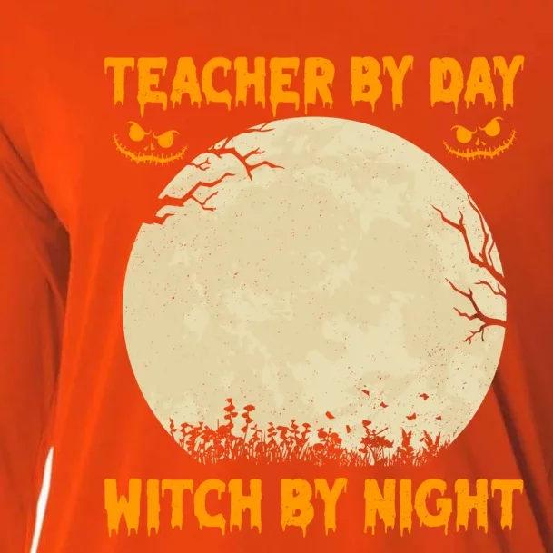 Teacher By Day Witch By Night Halloween Costume For Teachers Gift Cooling Performance Long Sleeve Crew