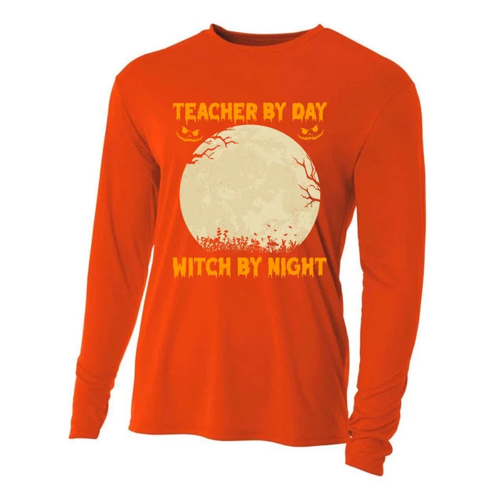 Teacher By Day Witch By Night Halloween Costume For Teachers Gift Cooling Performance Long Sleeve Crew