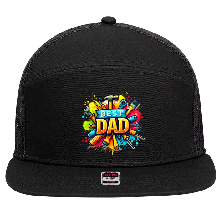 The Best Dad Tools Handyman 7 Panel Mesh Trucker Snapback Hat