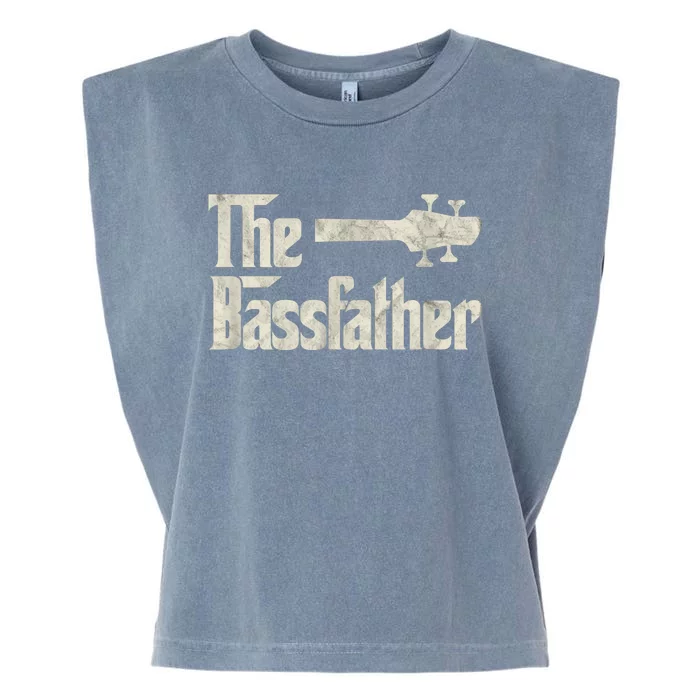 The Bassfather Distressed Bass Player Dad Fathers Day Garment-Dyed Women's Muscle Tee