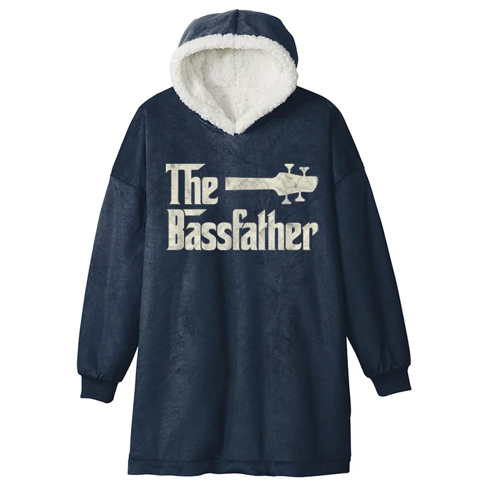 The Bassfather Distressed Bass Player Dad Fathers Day Hooded Wearable Blanket