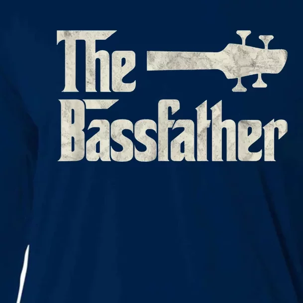 The Bassfather Distressed Bass Player Dad Fathers Day Cooling Performance Long Sleeve Crew