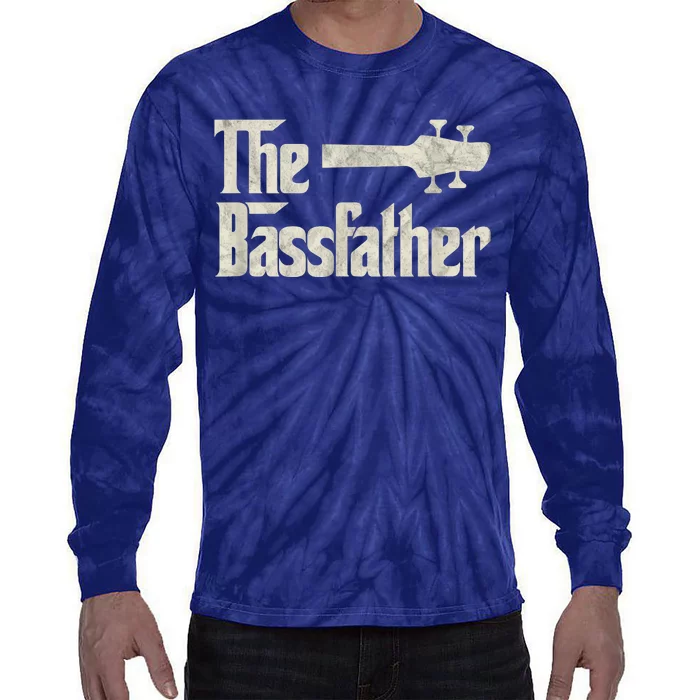 The Bassfather Distressed Bass Player Dad Fathers Day Tie-Dye Long Sleeve Shirt