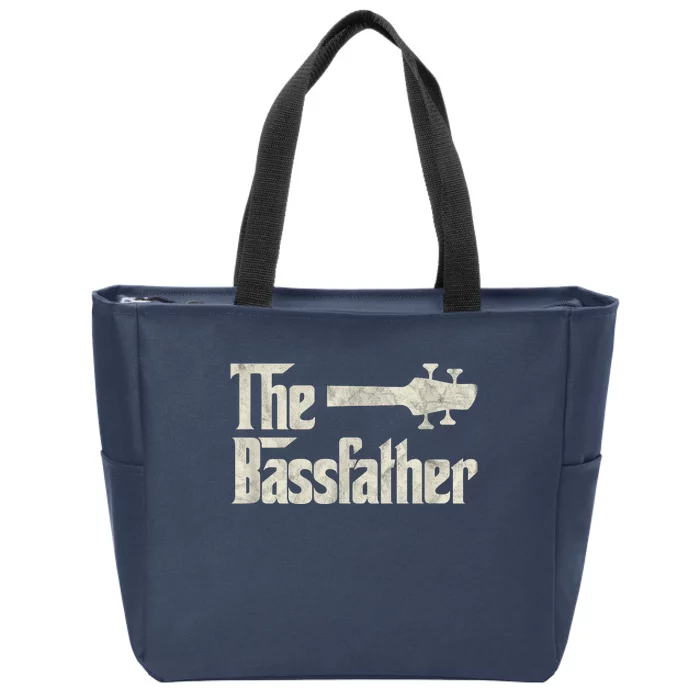 The Bassfather Distressed Bass Player Dad Fathers Day Zip Tote Bag