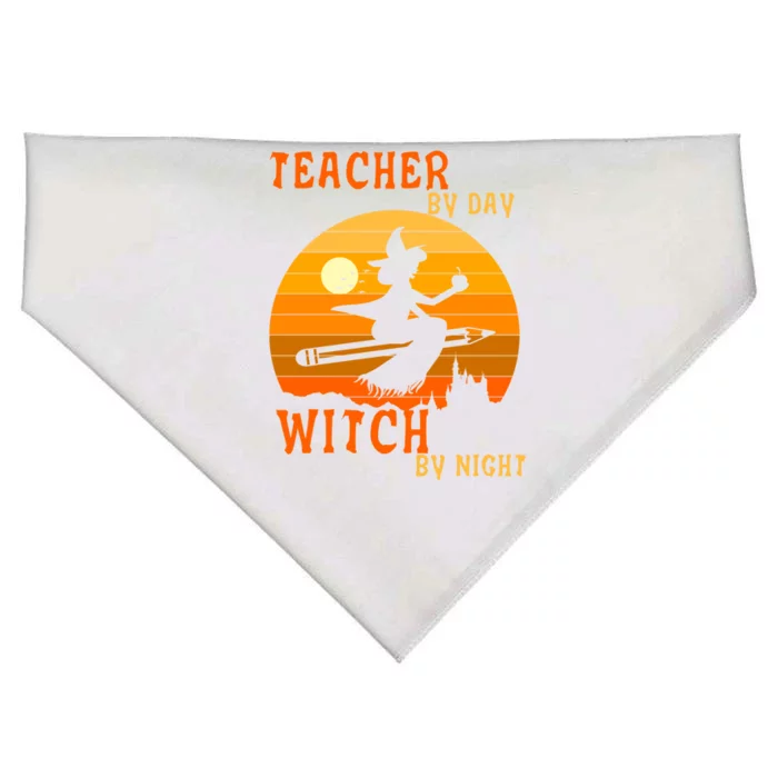 Teacher By Day Witch By Night Halloween Witch Great Gift USA-Made Doggie Bandana