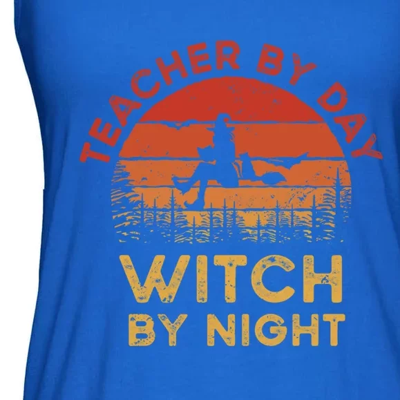 Teacher By Day Witch By Night Librarian Halloween Costume Gift Ladies Essential Flowy Tank