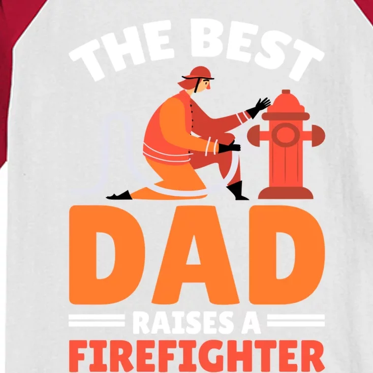 The Best Dad Raises A Firefighter Gift Kids Colorblock Raglan Jersey