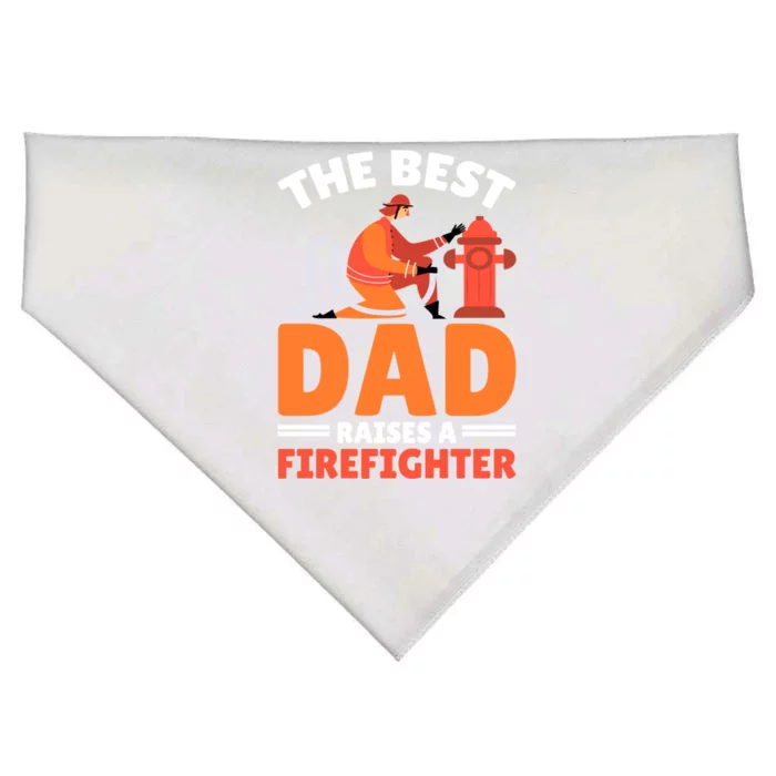 The Best Dad Raises A Firefighter Gift USA-Made Doggie Bandana