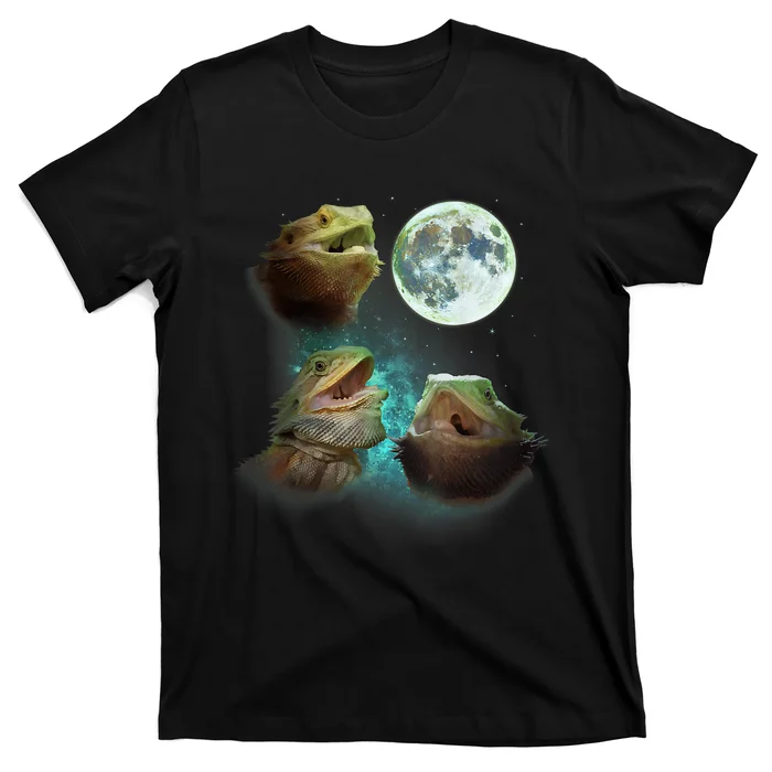 Three Bearded Dragons Howl At Moon 3 Wolfs Wolves Parody T-Shirt