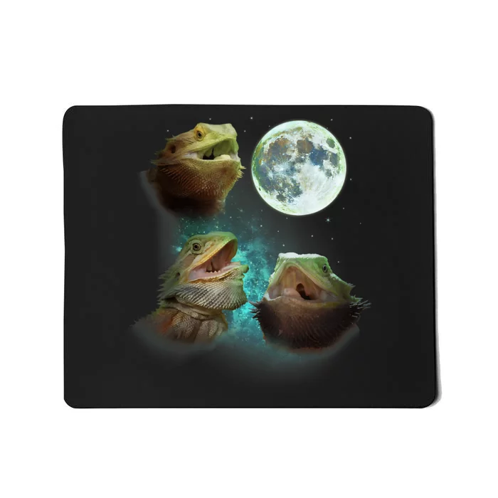 Three Bearded Dragons Howl At Moon 3 Wolfs Wolves Parody Mousepad