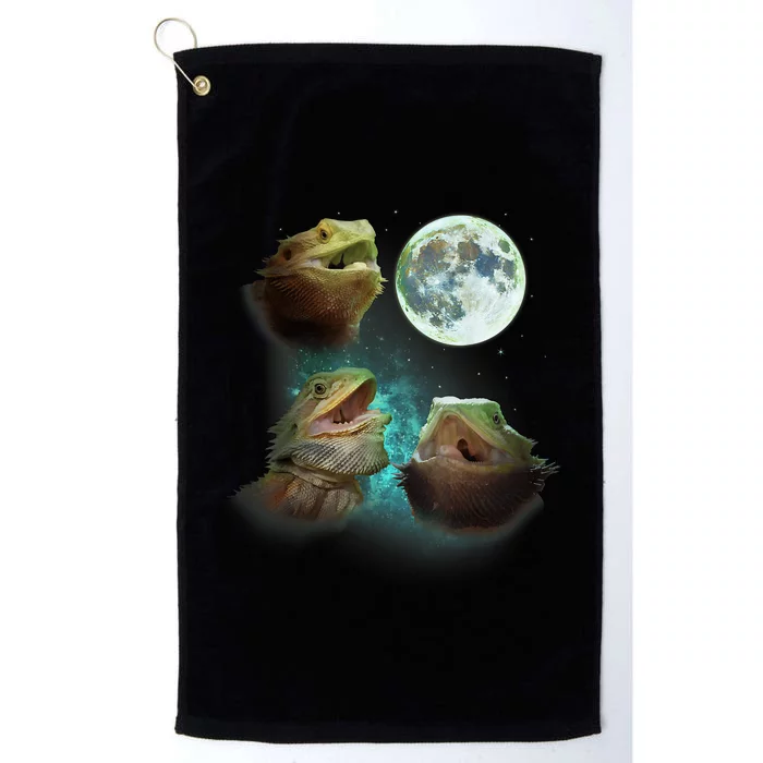 Three Bearded Dragons Howl At Moon 3 Wolfs Wolves Parody Platinum Collection Golf Towel