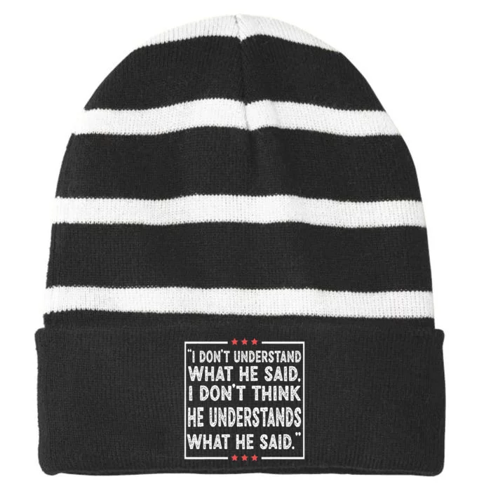 Trump Biden Debate Presidential Debate 2024 Funny Striped Beanie with Solid Band