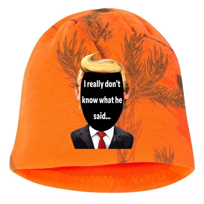 Trump Biden Debate 2024 I Really Dont Know What He Said Kati - Camo Knit Beanie