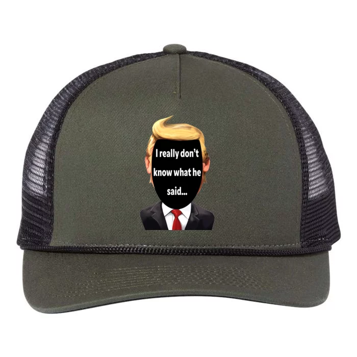 Trump Biden Debate 2024 I Really Dont Know What He Said Retro Rope Trucker Hat Cap