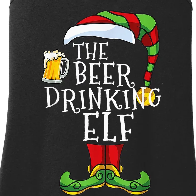 The Beer Drinking ELF Lover Funny Family Pajama Christmas Ladies Essential Tank