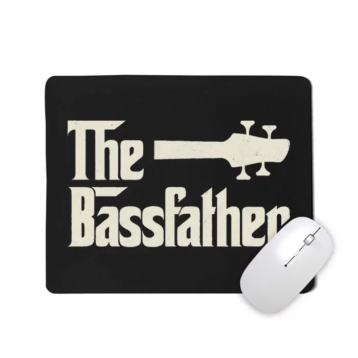 The Bassfather  Distressed Bass Player Dad Fathers Day Mousepad