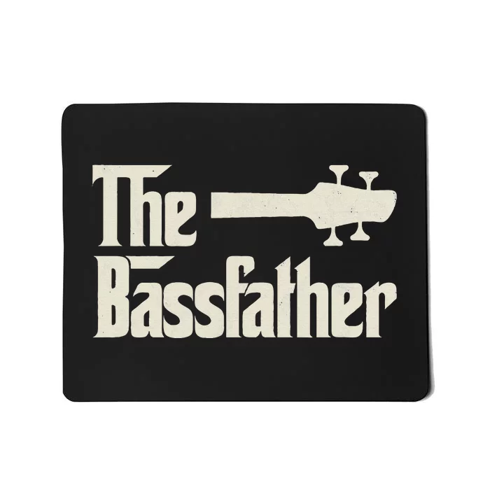 The Bassfather  Distressed Bass Player Dad Fathers Day Mousepad