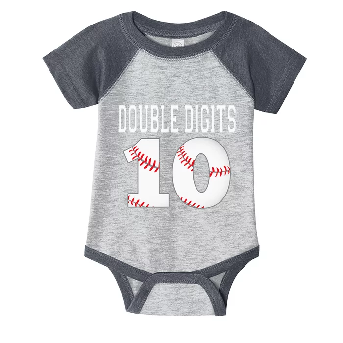 Ten Birthday Double Digits 10th Birthday Baseball Infant Baby Jersey Bodysuit