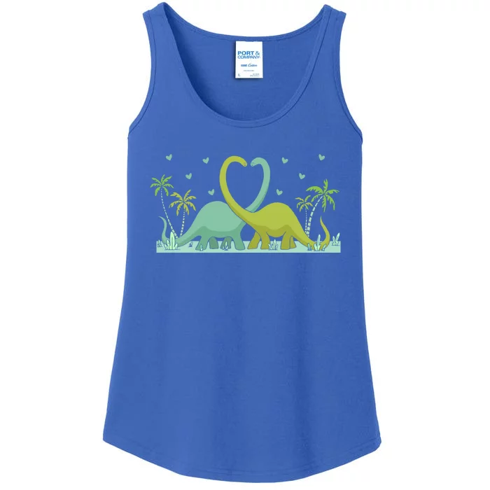 Two Brontosaurus Dinos Making A Heart Shape Valentine's Gift Ladies Essential Tank