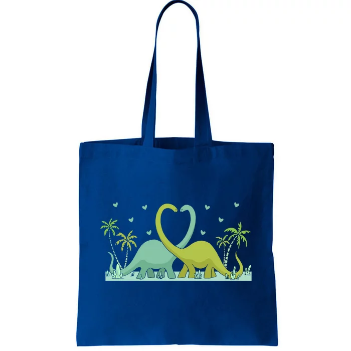 Two Brontosaurus Dinos Making A Heart Shape Valentine's Gift Tote Bag