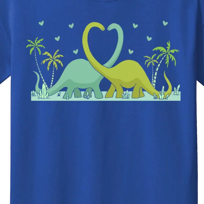 Two Brontosaurus Dinos Making A Heart Shape Valentine's Gift Kids T-Shirt