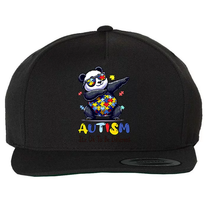 To Be Different Autism Awareness Dabbing Panda Animal Meaningful Gift Wool Snapback Cap