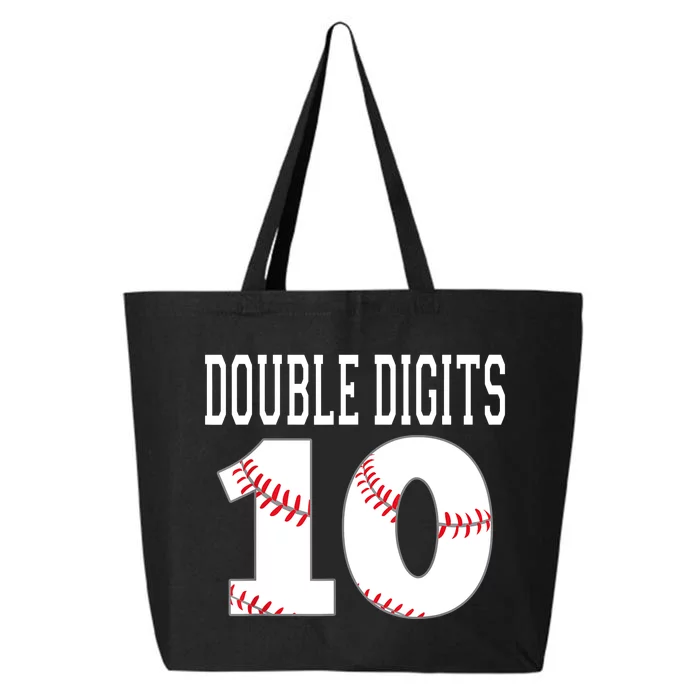 Ten Birthday Double Digits 10th Birthday Baseball 25L Jumbo Tote