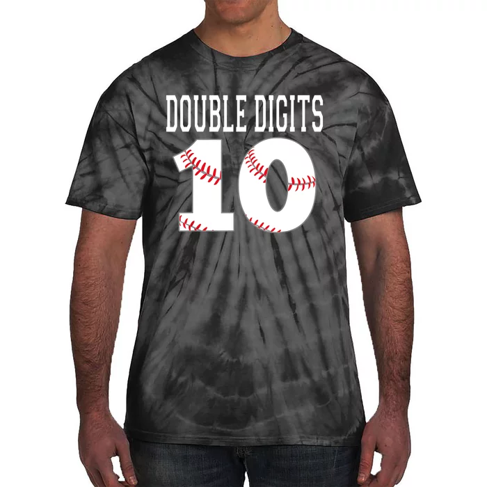 Ten Birthday Double Digits 10th Birthday Baseball Tie-Dye T-Shirt