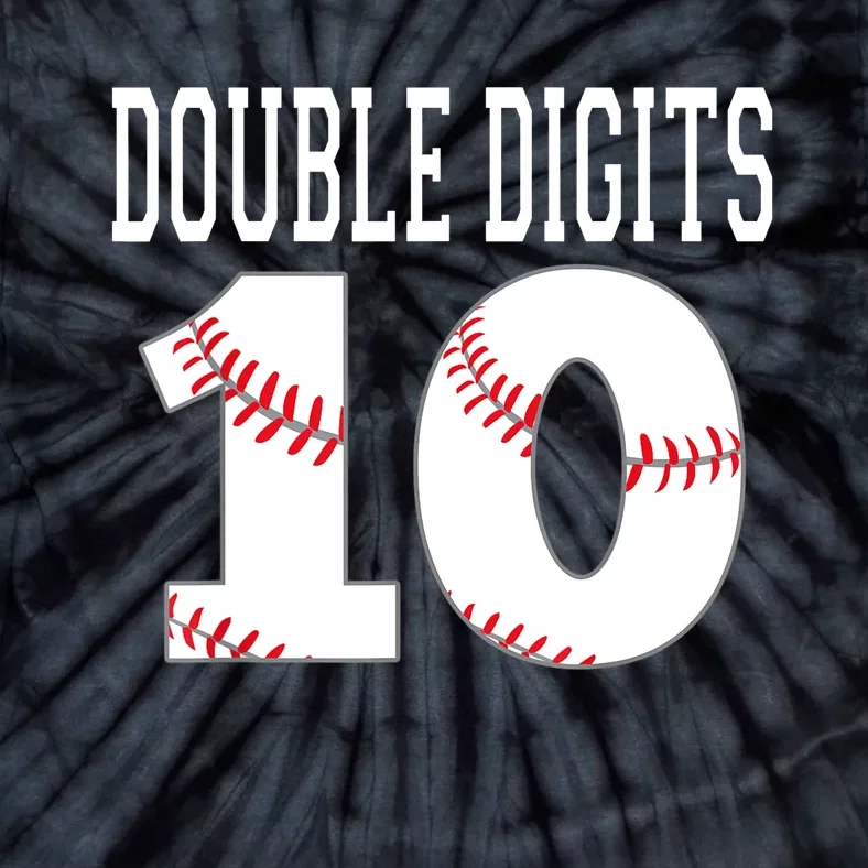 Ten Birthday Double Digits 10th Birthday Baseball Tie-Dye T-Shirt