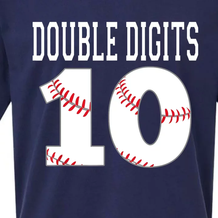 Ten Birthday Double Digits 10th Birthday Baseball Sueded Cloud Jersey T-Shirt