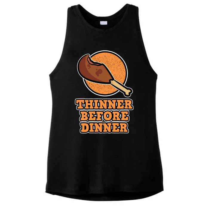 Thinner Before Dinner For Family Thanksgiving Gift Ladies Tri-Blend Wicking Tank