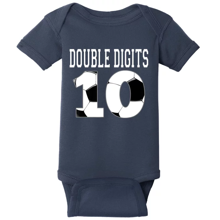 Ten Birthday Double Digits 10th Birthday Soccer Baby Bodysuit