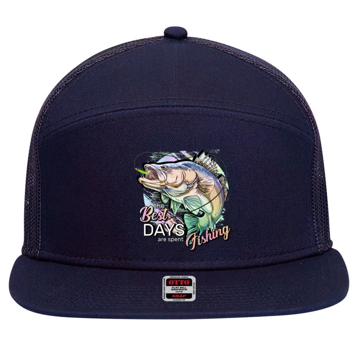 The Best Days Are Spent Fishing 7 Panel Mesh Trucker Snapback Hat