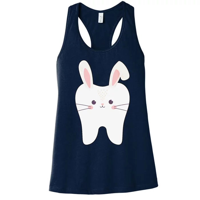 Tooth Bunny Dentist Easter Dental Assistant Easter Day Cute Women's Racerback Tank