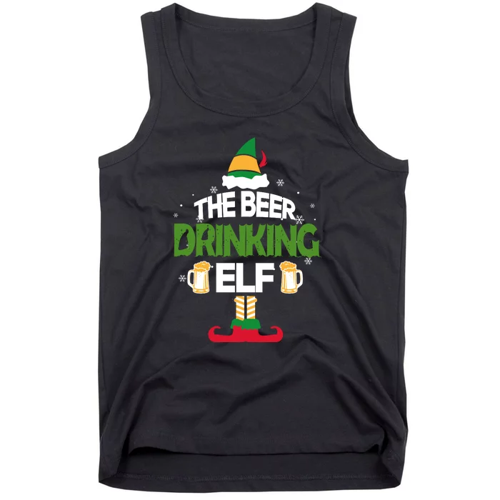 The Beer Drinking Elf Family Matching Christmas Funny Pajama Tank Top