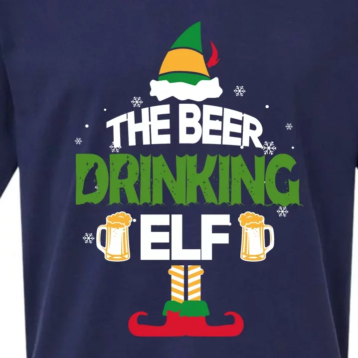 The Beer Drinking Elf Family Matching Christmas Funny Pajama Sueded Cloud Jersey T-Shirt