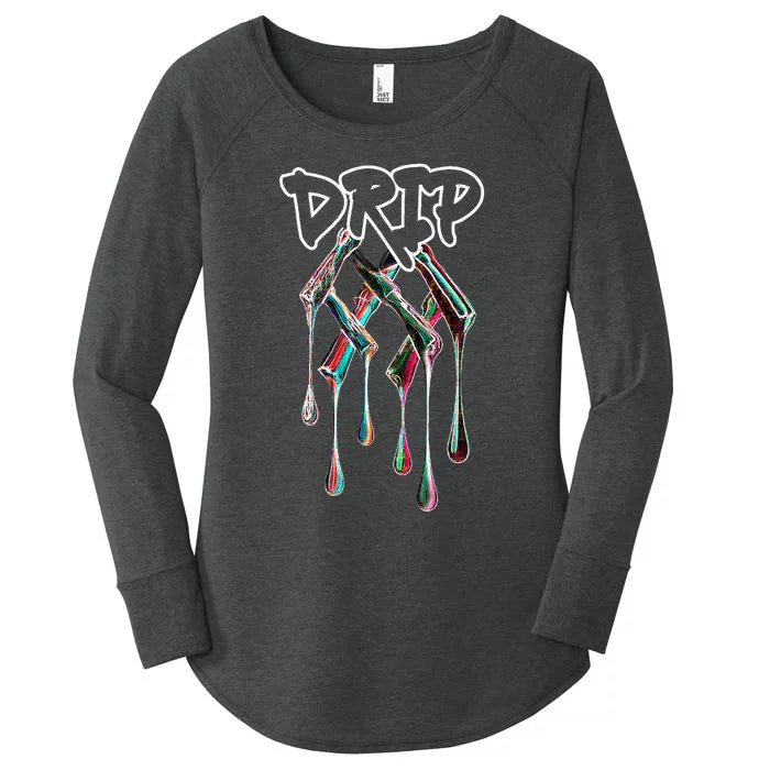 Trendingdesigns Bold Drip Typography W Colorful Paint Brush Women's Perfect Tri Tunic Long Sleeve Shirt