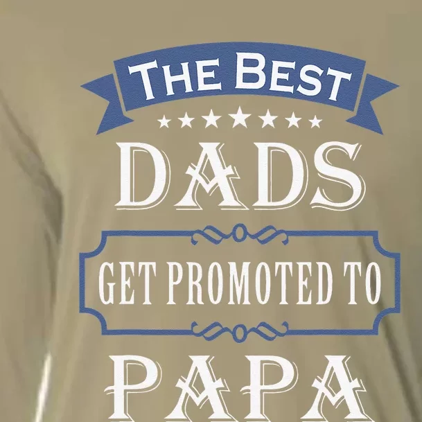 The Best Dads Get Promoted To Papa Fathers Day New Grandpa Cooling Performance Long Sleeve Crew