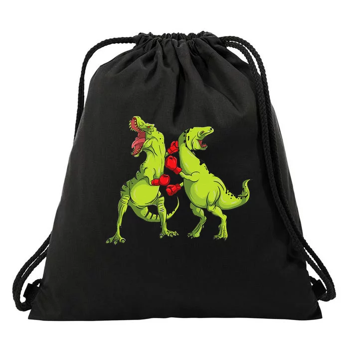 TRex Boxing  Dinosaur Drawstring Bag